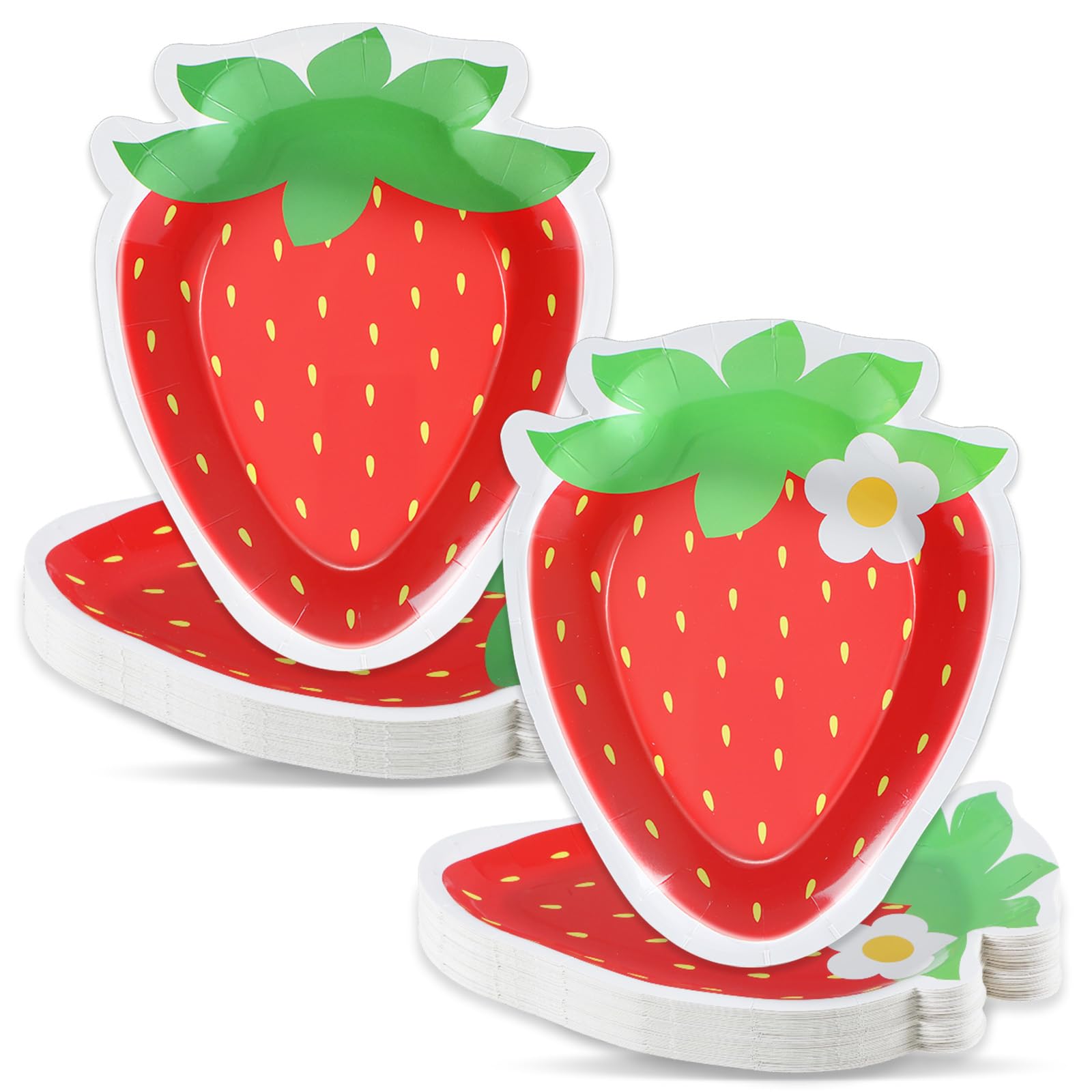 Naozinebi 50 Count Strawberry Party Plates – Strawberry Theme Disposable Dinnerware