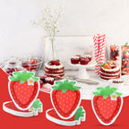 Naozinebi 50 Count Strawberry Party Plates – Strawberry Theme Disposable Dinnerware