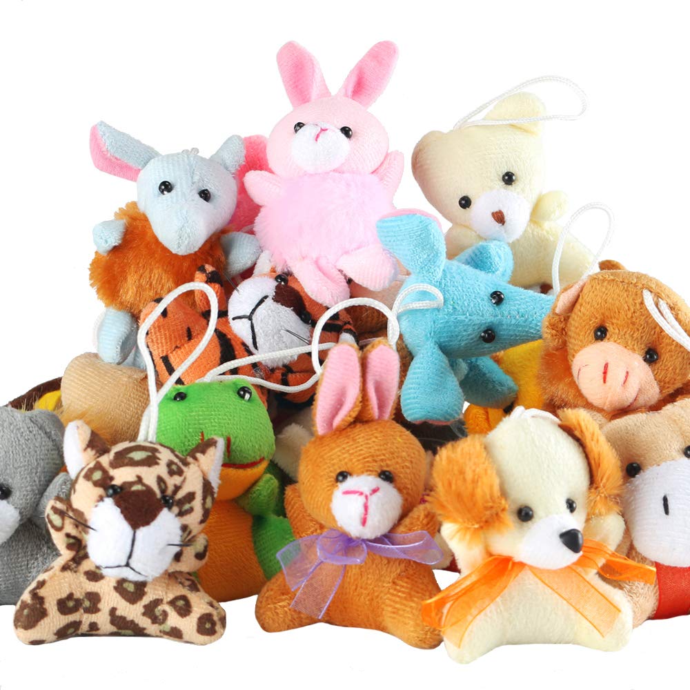 Nasidear 32-Pack Mini Plush Animals – 3-Inch Lanyard Plush Party Favors