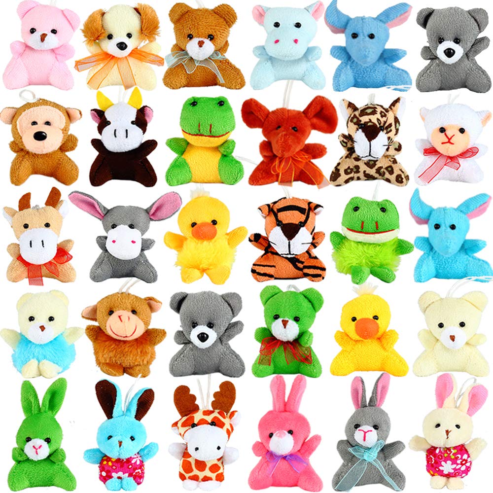 Nasidear 32-Pack Mini Plush Animals – 3-Inch Lanyard Plush Party Favors