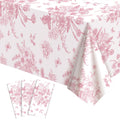 NatNarr 3 Pack Pink Floral Tablecloths – 54x108 in Disposable Vintage Table Cover
