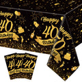 NatNarr 3 Pack 40th Birthday Tablecloth – 54x108 in Black Gold Disposable Rectangular Cover