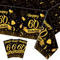NatNarr 3-Pack 54x108 Black Gold 60th Birthday Tablecloth – Disposable Rectangle