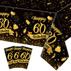 NatNarr 3-Pack 54x108 Black Gold 60th Birthday Tablecloth – Disposable Rectangle