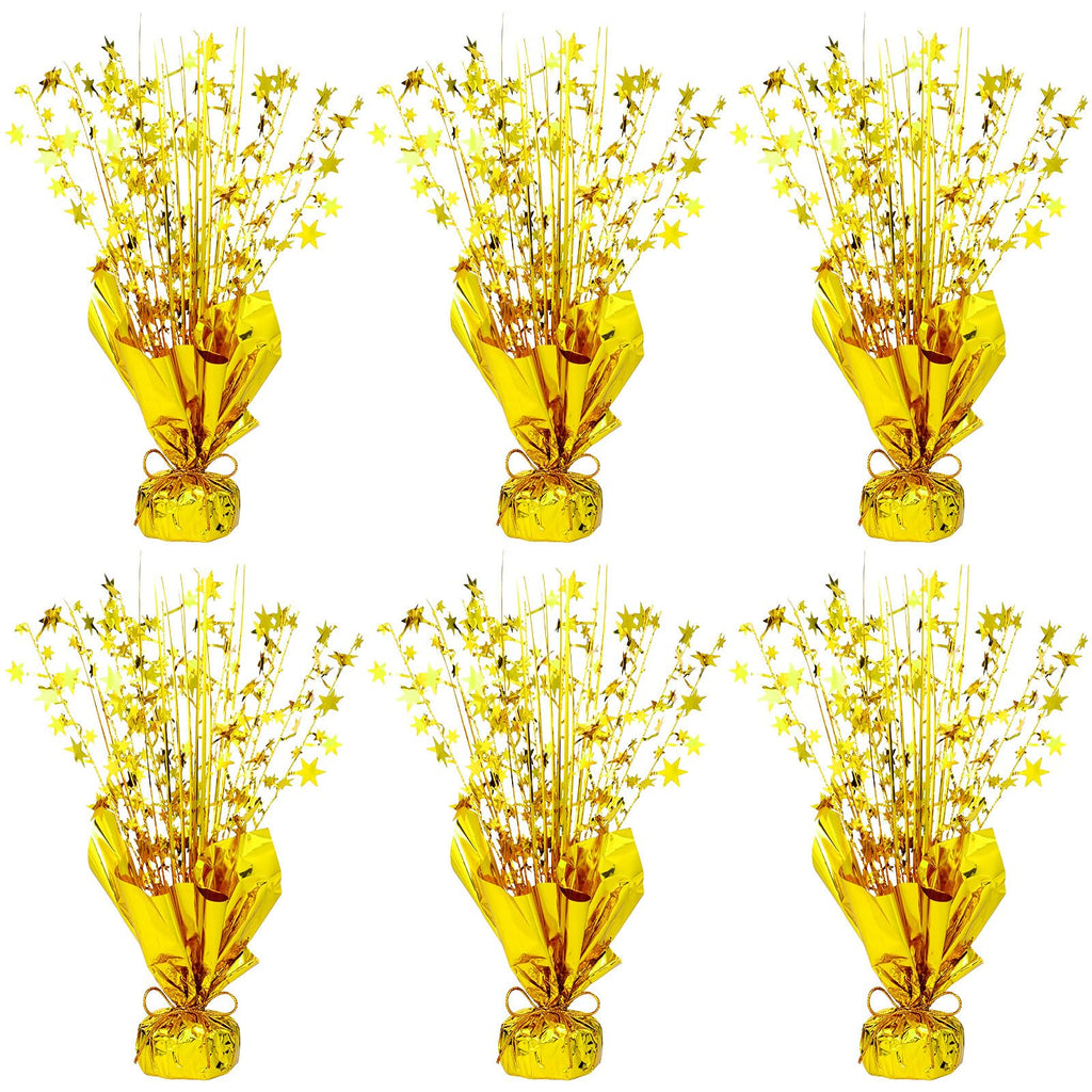 NatNarr 6 Pack Metallic Foil Spray Centerpiece – Gold Star Table Decorations for Birthday, Wedding & Party