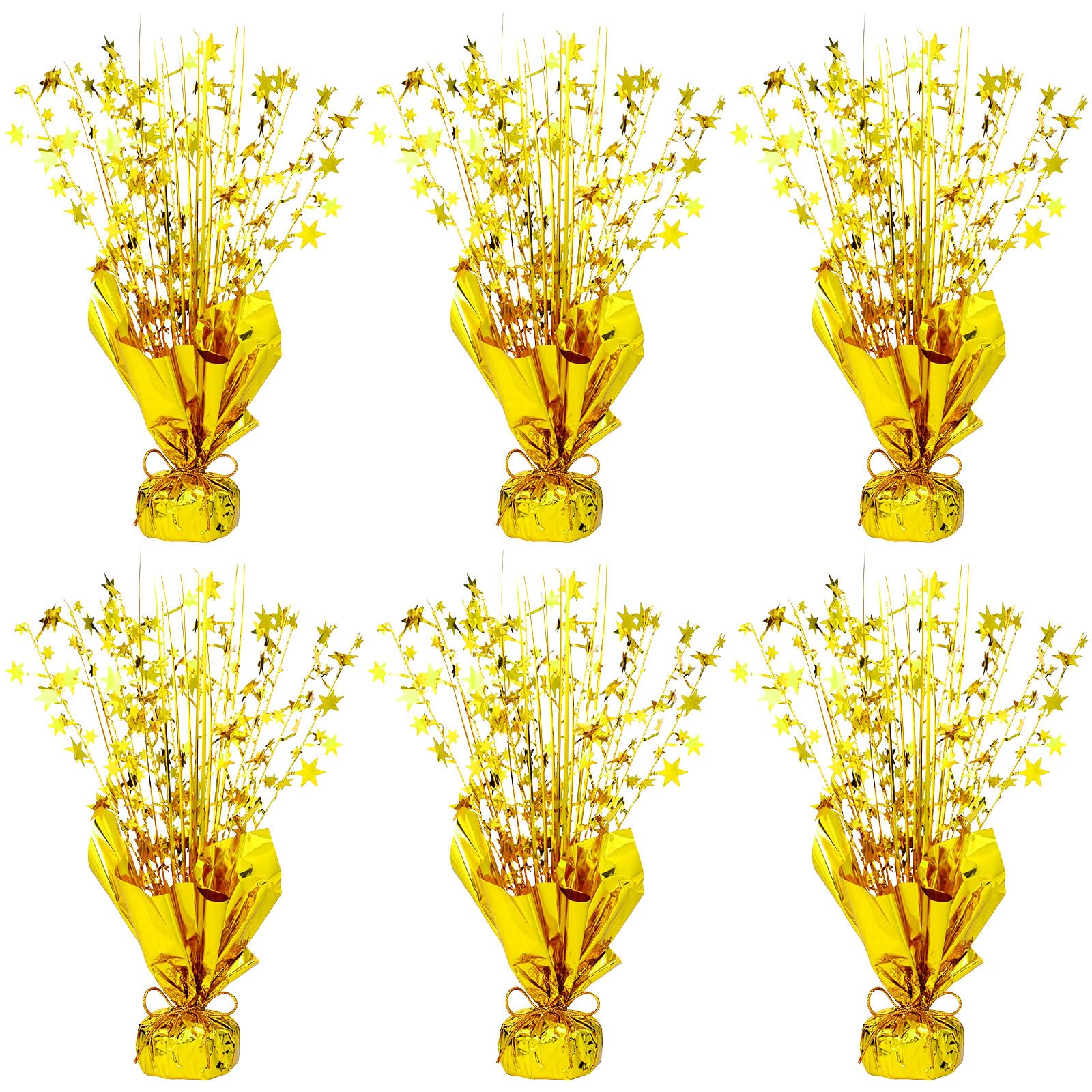 NatNarr 6 Pack Metallic Foil Spray Centerpiece – Gold Star Table Decorations for Birthday, Wedding & Party