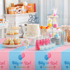 NatNarr 3-Pack Gender Reveal Tablecloths – 54x108 in Waterproof Disposable for Rectangular Tables