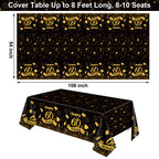 NatNarr 3-Pack 54x108 Black Gold 60th Birthday Tablecloth – Disposable Rectangle
