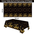 NatNarr 3 Pack 40th Birthday Tablecloth – 54x108 in Black Gold Disposable Rectangular Cover