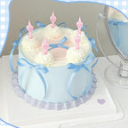 NatNarr 30-Pack Light Blue Bow Cake Toppers for Coquette-Themed Cakes