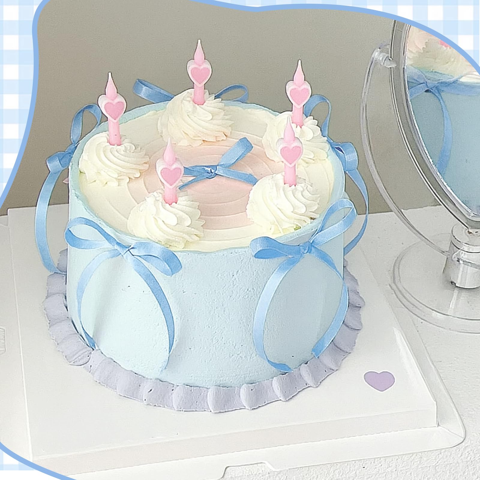 NatNarr 30-Pack Light Blue Bow Cake Toppers for Coquette-Themed Cakes