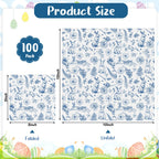 NatNarr 100 Pcs Easter Napkins – Blue Bunny Chinoiserie, Folded 5x5in