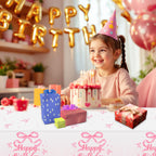 NatNarr 3-Pack Coquette Pink Bow Tablecloth — 54x108 Inch Disposable Waterproof Table Cover for Rectangular Tables