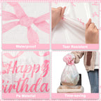 NatNarr 3-Pack Coquette Pink Bow Tablecloth — 54x108 Inch Disposable Waterproof Table Cover for Rectangular Tables