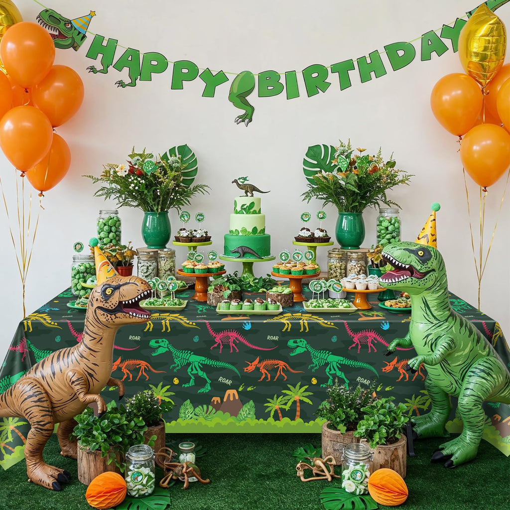 NatNarr 3 Pack Dinosaur Tablecloths – 54x108-Inch Disposable Waterproof Table Cover for Rectangular Tables