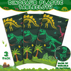 NatNarr 3 Pack Dinosaur Tablecloths – 54x108-Inch Disposable Waterproof Table Cover for Rectangular Tables
