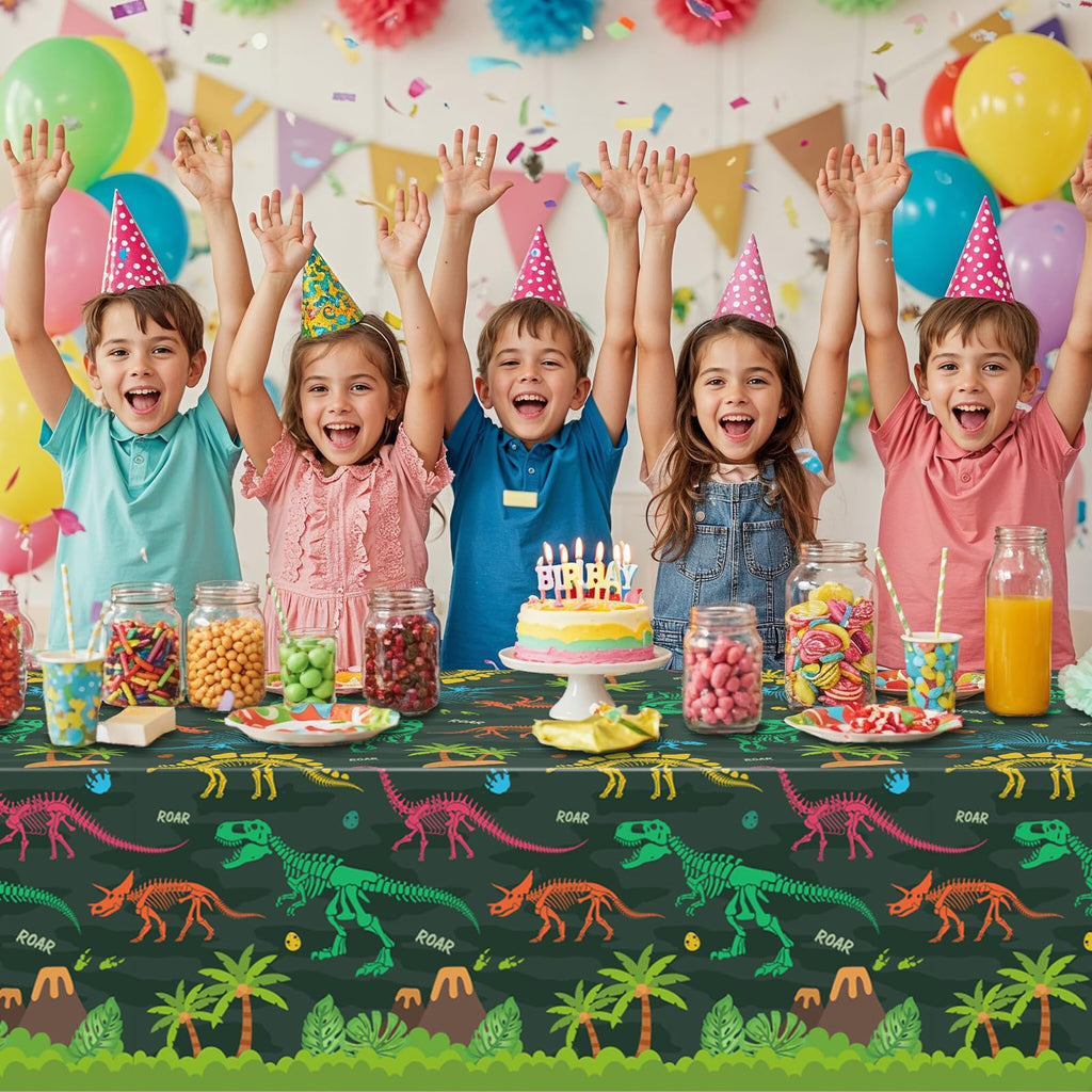 NatNarr 3 Pack Dinosaur Tablecloths – 54x108-Inch Disposable Waterproof Table Cover for Rectangular Tables