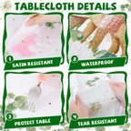 NatNarr 3 Pack Woodland Tablecloths – 54 x 108 in Disposable Forest Table Cover with Eucalyptus Leaves