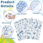 NatNarr 100 Pcs Easter Napkins – Blue Bunny Chinoiserie, Folded 5x5in