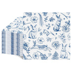 NatNarr 100 Pcs Easter Napkins – Blue Bunny Chinoiserie, Folded 5x5in