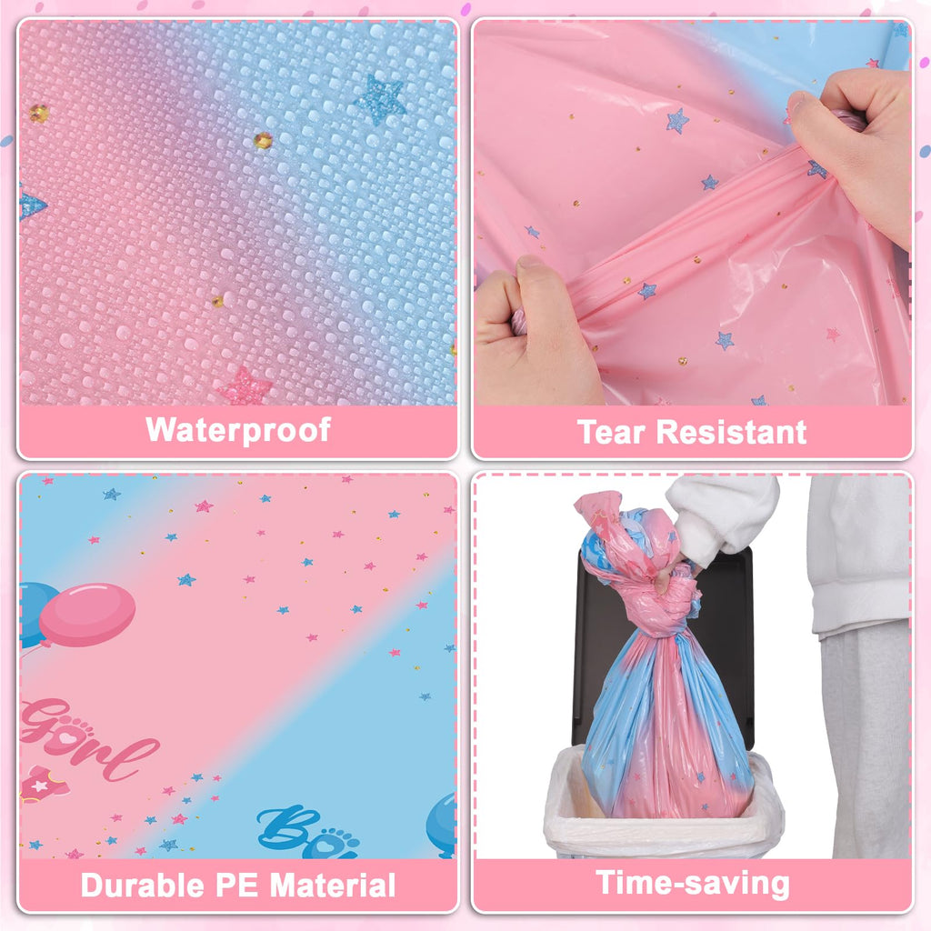 NatNarr 3-Pack Gender Reveal Tablecloths – 54x108 in Waterproof Disposable for Rectangular Tables