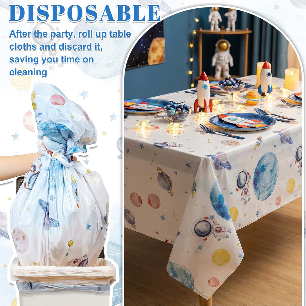 NatNarr 3-Pack First Trip Around The Sun Space Tablecloths — 54x108 in Waterproof