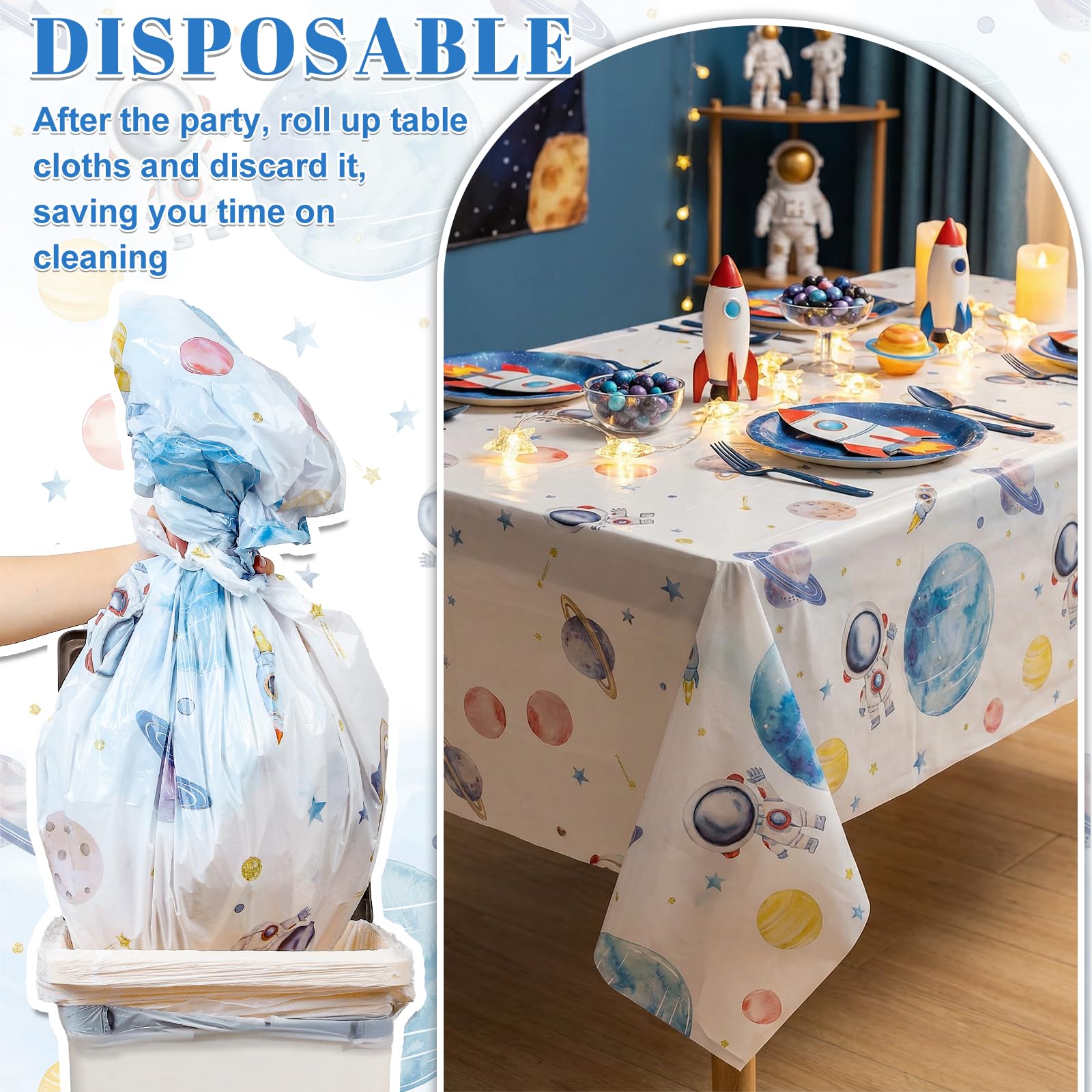 NatNarr 3-Pack First Trip Around The Sun Space Tablecloths — 54x108 in Waterproof