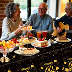 NatNarr 3-Pack 54x108 Black Gold 60th Birthday Tablecloth – Disposable Rectangle