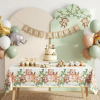 NatNarr 3 Pack Woodland Tablecloths – 54 x 108 in Disposable Forest Table Cover with Eucalyptus Leaves