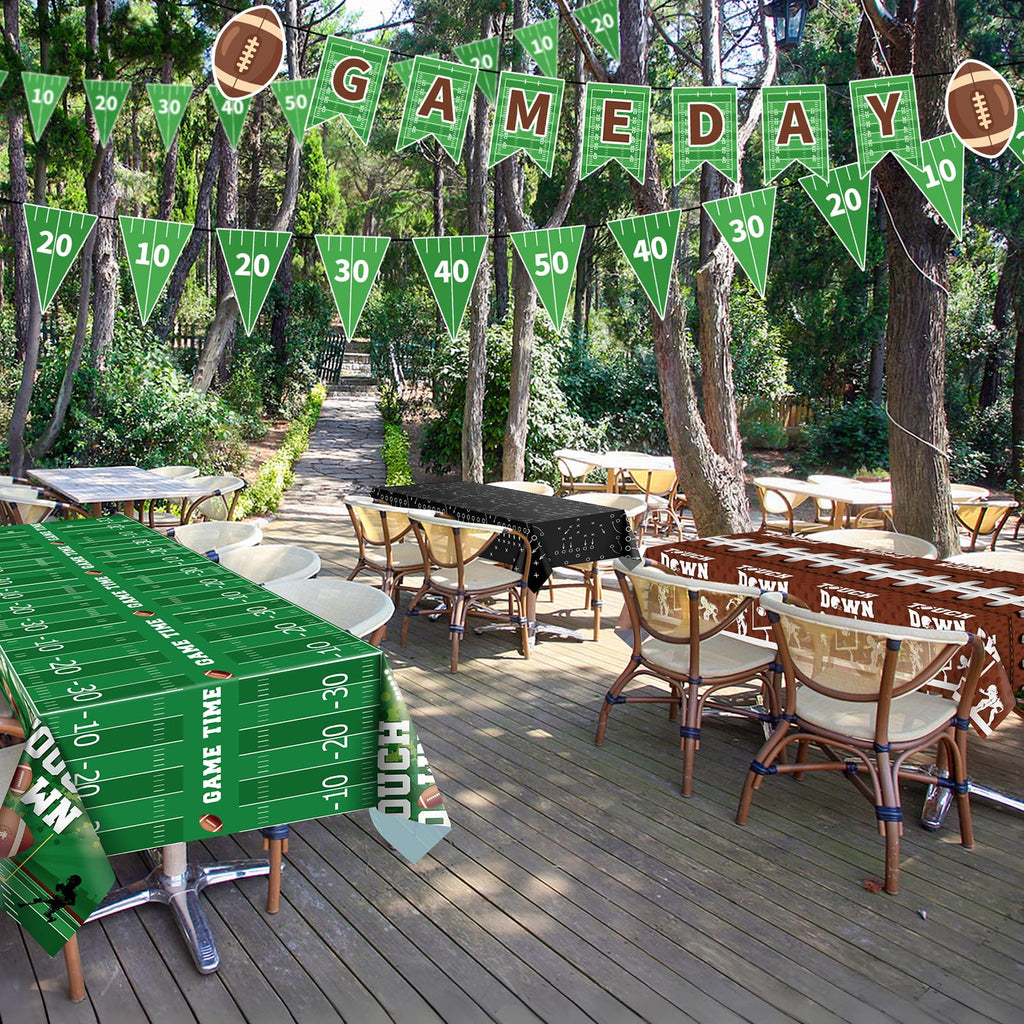 NatNarr 3 Pack Football Tablecloths – 54 x 108 in Disposable Touchdown Table Covers