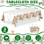 NatNarr 3 Pack Woodland Tablecloths – 54 x 108 in Disposable Forest Table Cover with Eucalyptus Leaves