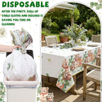 NatNarr 3 Pack Woodland Tablecloths – 54 x 108 in Disposable Forest Table Cover with Eucalyptus Leaves