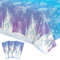 NatNarr 3 Pack Frozen Tablecloth – 54 x 108 in Snowflake Table Cover (Blue & Purple)