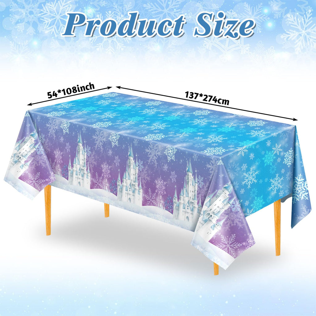 NatNarr 3 Pack Frozen Tablecloth – 54 x 108 in Snowflake Table Cover (Blue & Purple)
