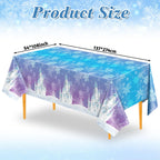NatNarr 3 Pack Frozen Tablecloth – 54 x 108 in Snowflake Table Cover (Blue & Purple)