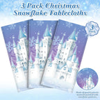 NatNarr 3 Pack Frozen Tablecloth – 54 x 108 in Snowflake Table Cover (Blue & Purple)