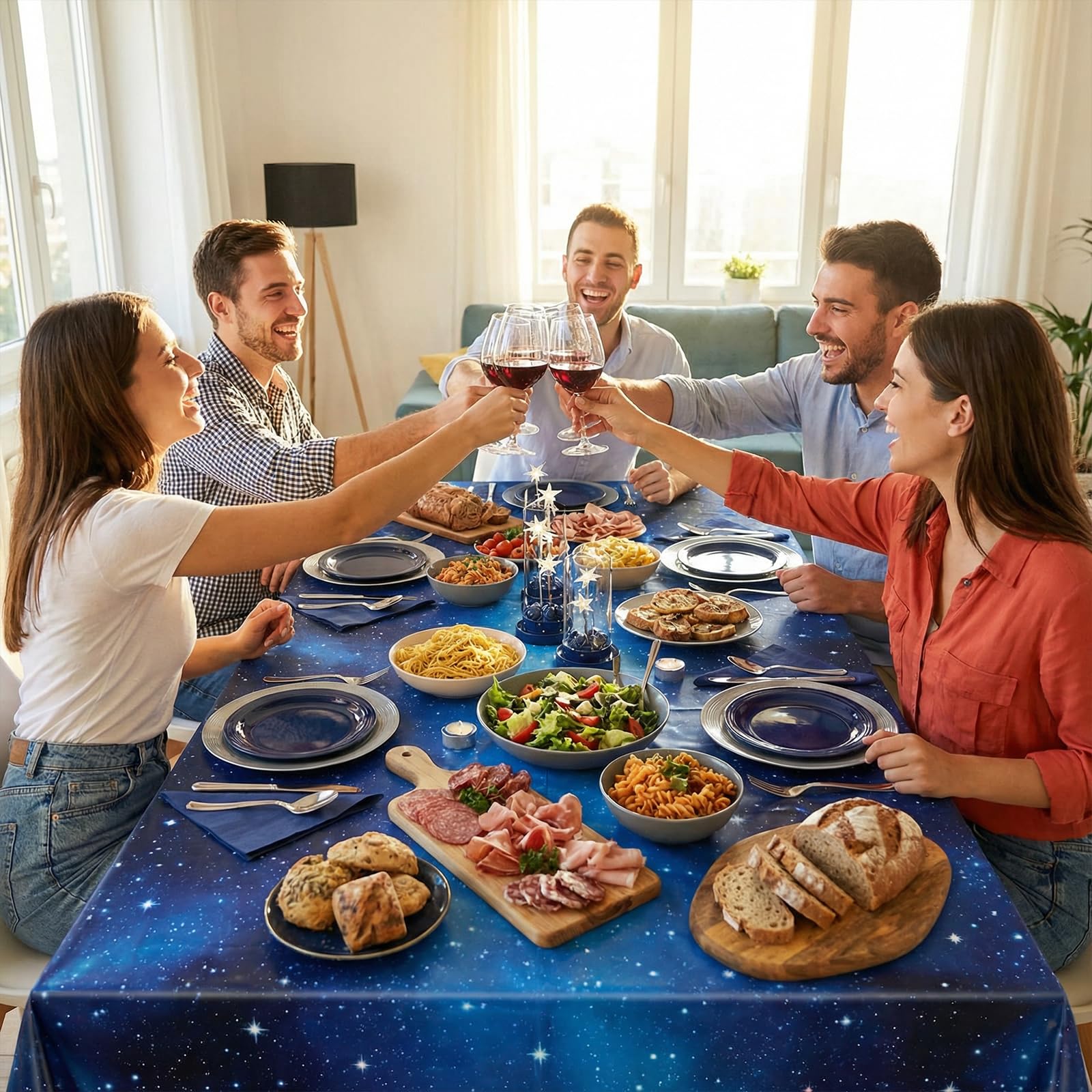 NatNarr Galaxy Tablecloth 3 Pack - 54x108 in Waterproof Disposable Party Cover