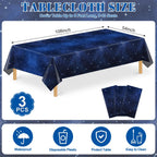 NatNarr Galaxy Tablecloth 3 Pack - 54x108 in Waterproof Disposable Party Cover