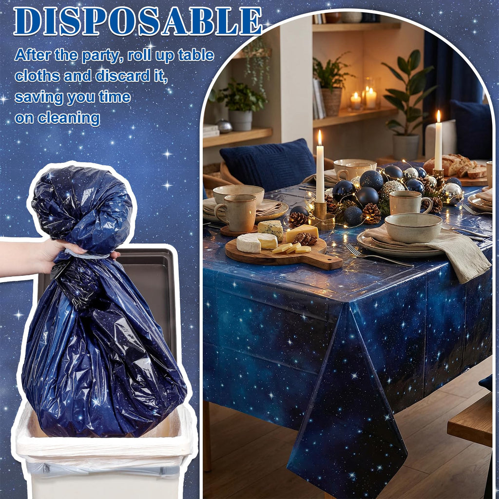 NatNarr Galaxy Tablecloth 3 Pack - 54x108 in Waterproof Disposable Party Cover