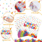 NatNarr 100 Pcs Happy Birthday Napkins – Rainbow Dots & Gift Box Pattern (Folded 5x5 in)
