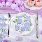NatNarr Hydrangea Napkins 100 Pcs – Floral Blue and Purple Hydrangea Pattern