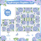 NatNarr Hydrangea Napkins 100 Pcs – Floral Blue and Purple Hydrangea Pattern