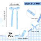 NatNarr 30-Pack Light Blue Bow Cake Toppers for Coquette-Themed Cakes