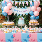 NatNarr 3-Pack Gender Reveal Tablecloths – 54x108 in Waterproof Disposable for Rectangular Tables