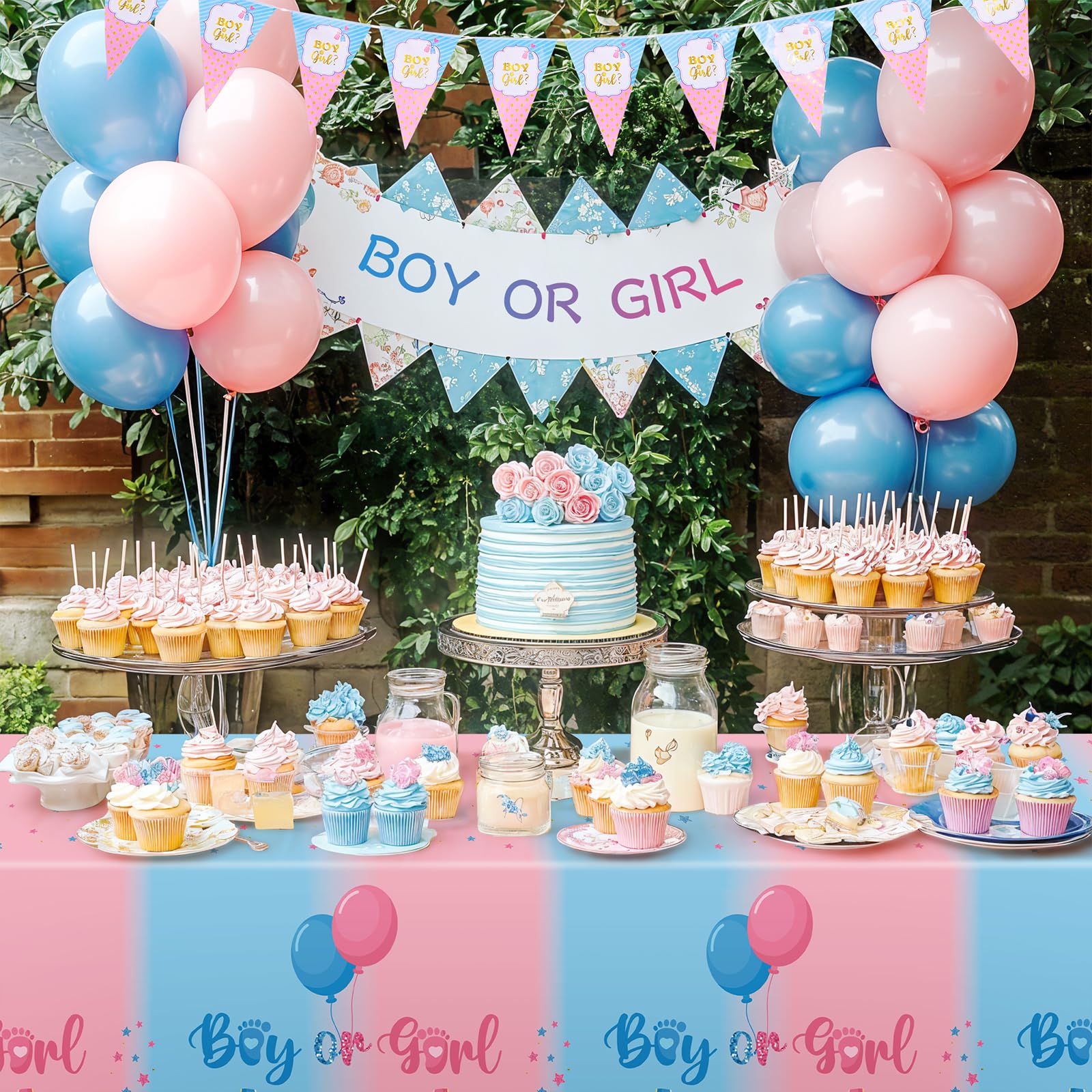 NatNarr 3-Pack Gender Reveal Tablecloths – 54x108 in Waterproof Disposable for Rectangular Tables