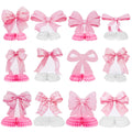NatNarr 12 Pcs Pink Bow Honeycomb Centerpieces – Coquette Theme Party Decorations