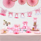 NatNarr 12 Pcs Pink Bow Honeycomb Centerpieces – Coquette Theme Party Decorations