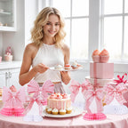 NatNarr 12 Pcs Pink Bow Honeycomb Centerpieces – Coquette Theme Party Decorations