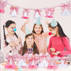 NatNarr 12 Pcs Pink Bow Honeycomb Centerpieces – Coquette Theme Party Decorations
