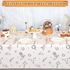 NatNarr 3-Pack Western Cowboy Tablecloths 54x108 in – Waterproof, Disposable Rodeo Decor